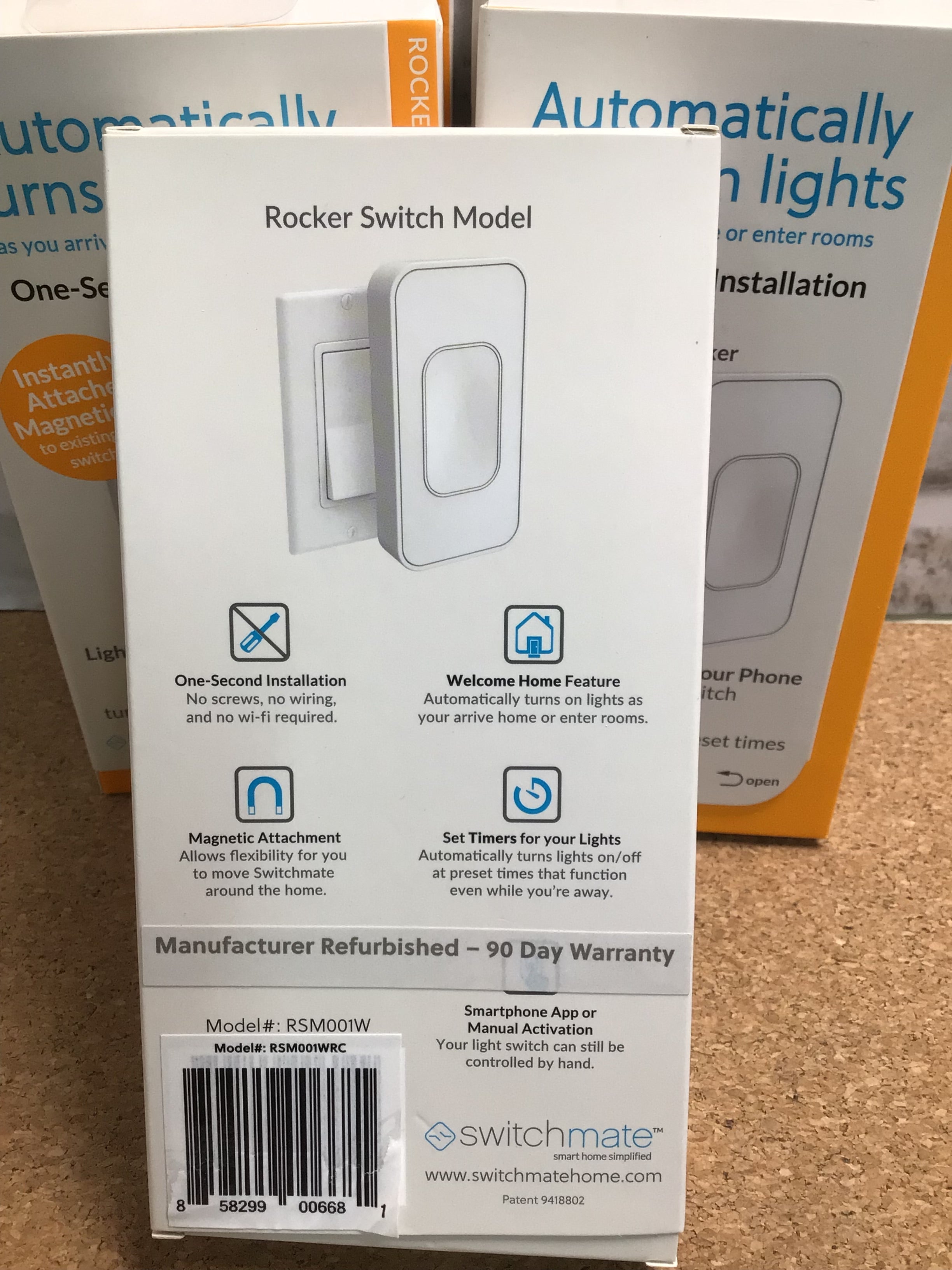 Switchmate Home RSM001W Bluetooth Remote-Control Lighting. Rocker Switch,White (7937560805614)
